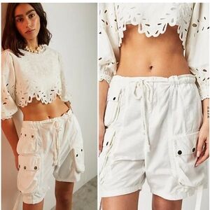 Free People White Cargo Shorts